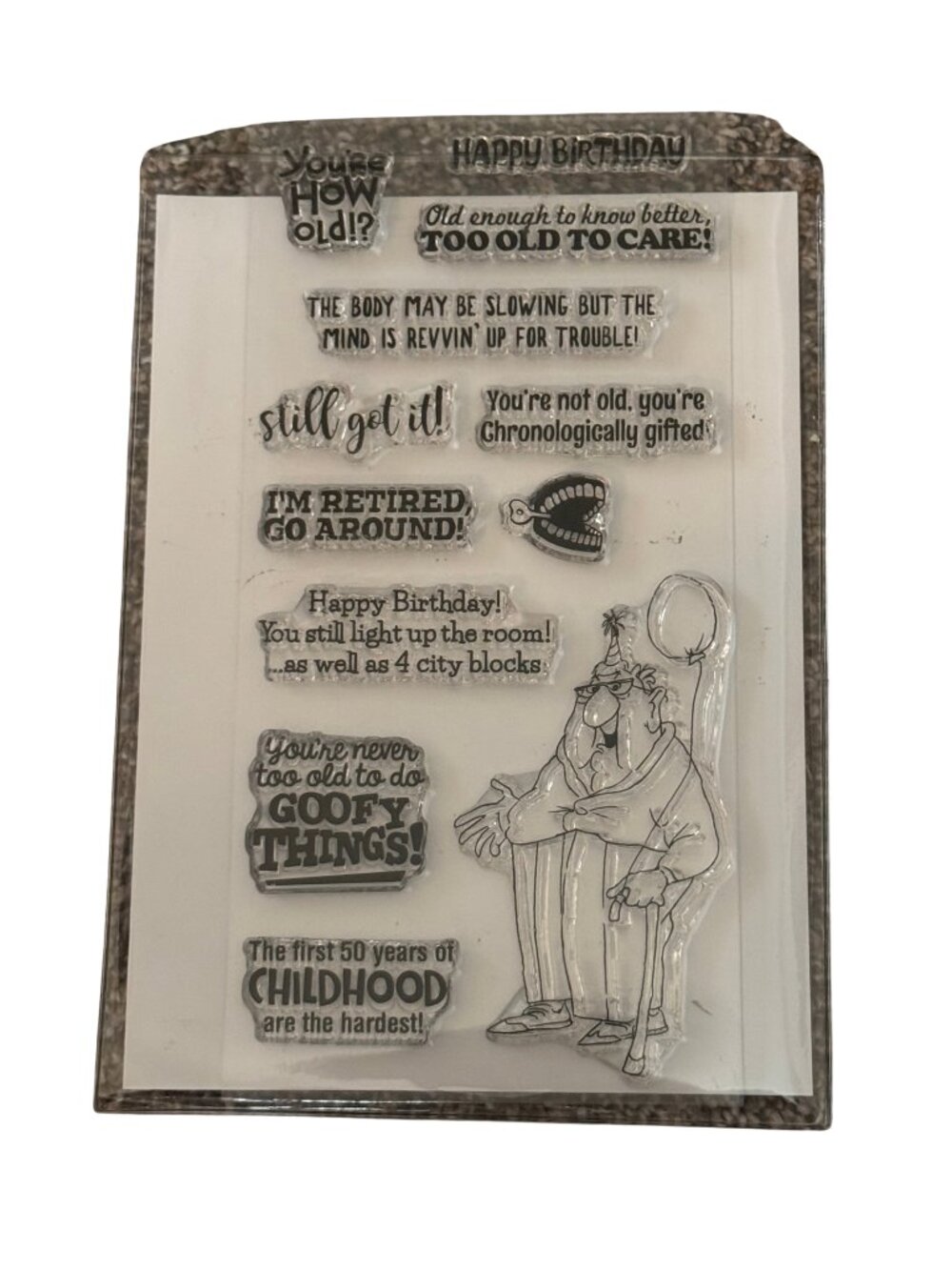 Funny Birthday Aging Humor Clear Stamp Set Retirement 50th Card Making